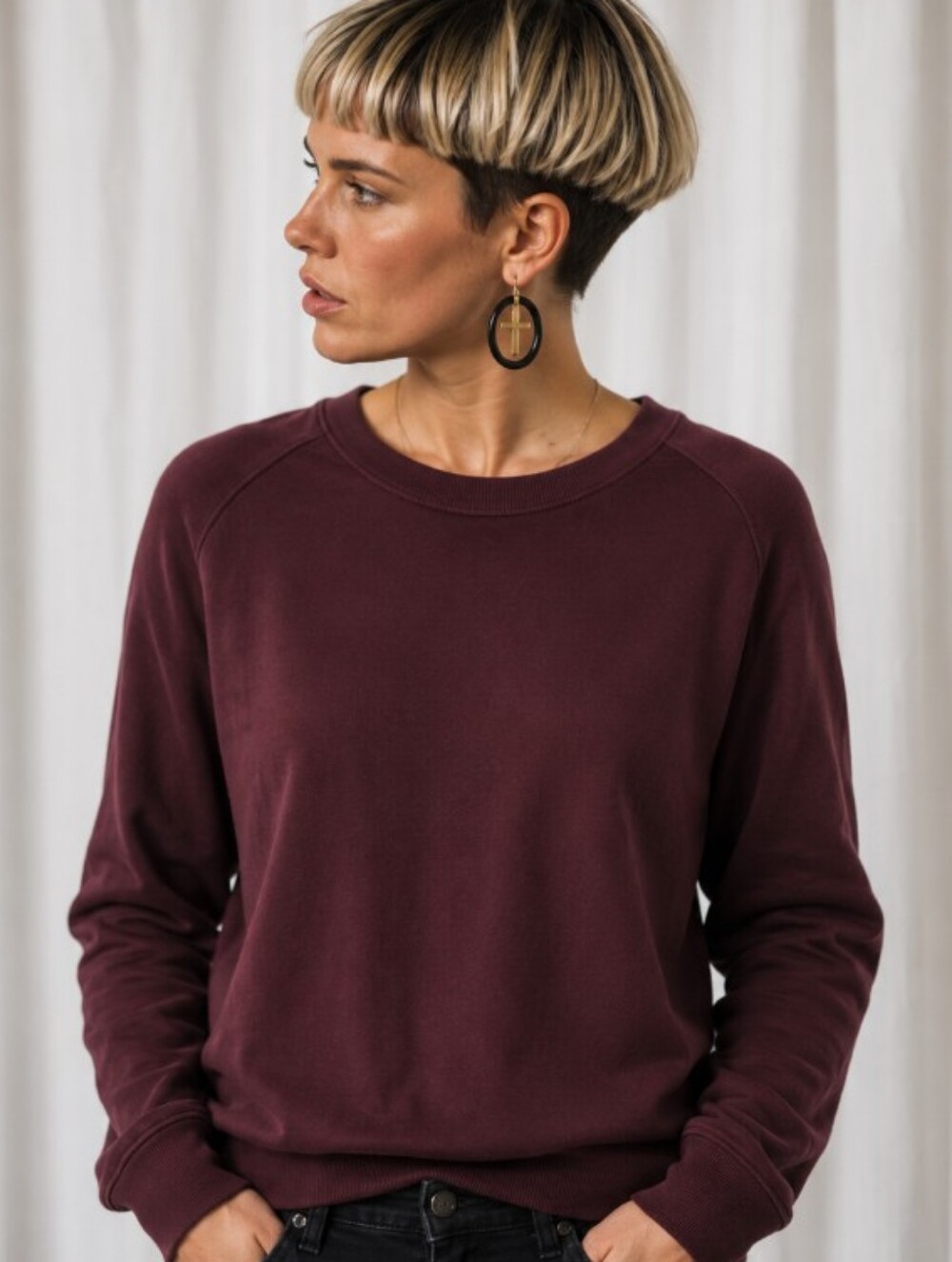 Unipro Qwick Dry Women's Cotton Crewneck Sweater Sweatshirt Maroon -Size: 8-12